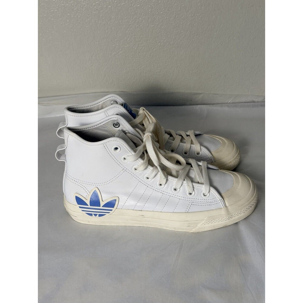 Adidas  Nizza Hi RF White Leather Blue Trefoil Retro Men Size 8.5 FX8497